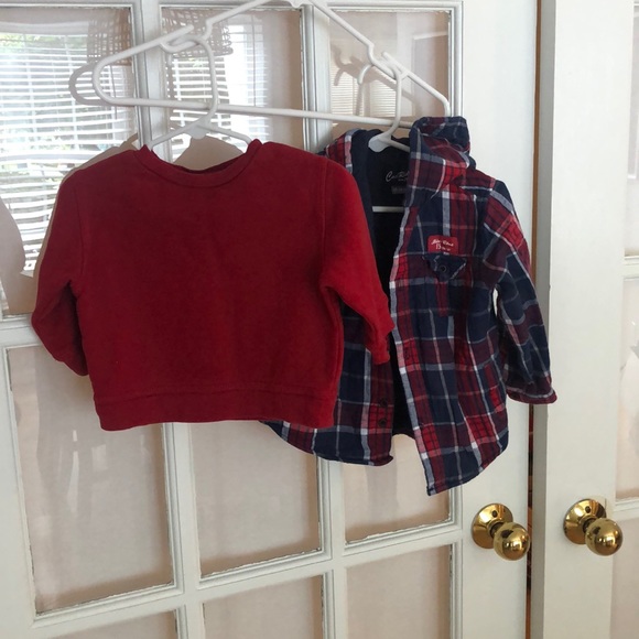 cool riders Other - Infant red sweater and red/blue flannel jacket